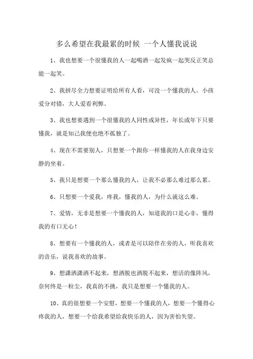 多么希望在我最累的时候 一个人懂我说说