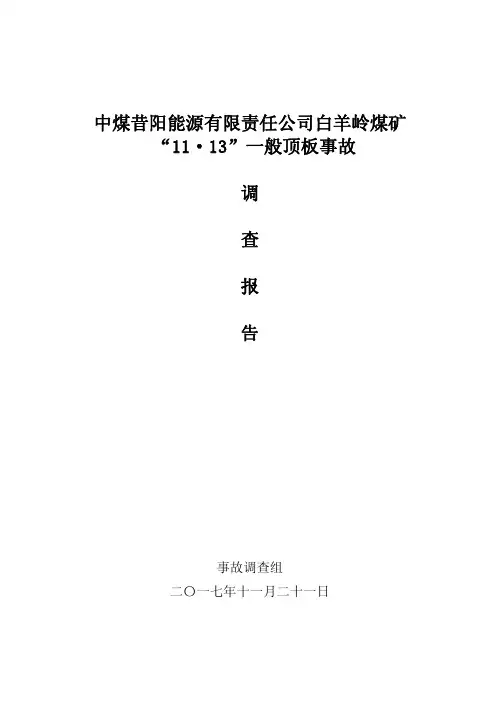 中煤昔阳能源有限责任公司白羊岭煤矿11.13顶板事故