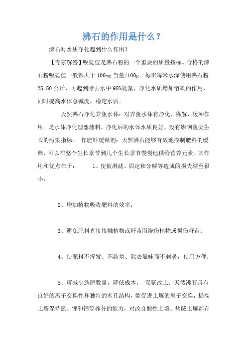沸石的作用是什么？