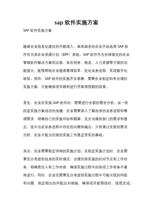 sap软件实施方案
