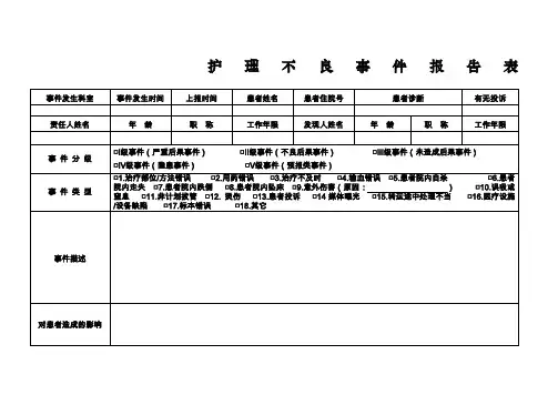 护理不良事件报告记录表