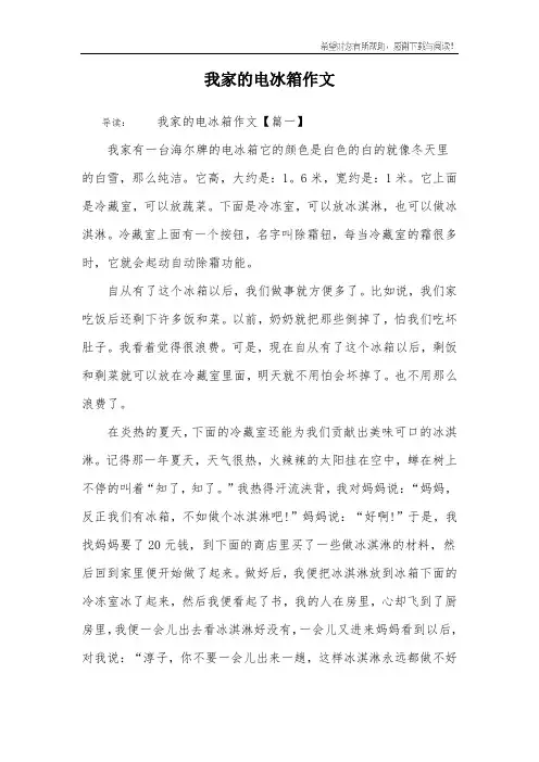 我家的电冰箱作文