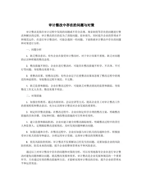 审计整改中存在的问题与对策