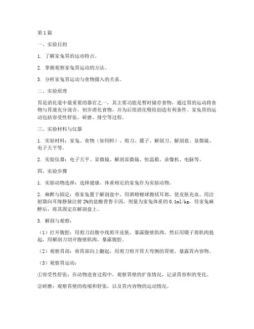 家兔胃运动实验报告(3篇)