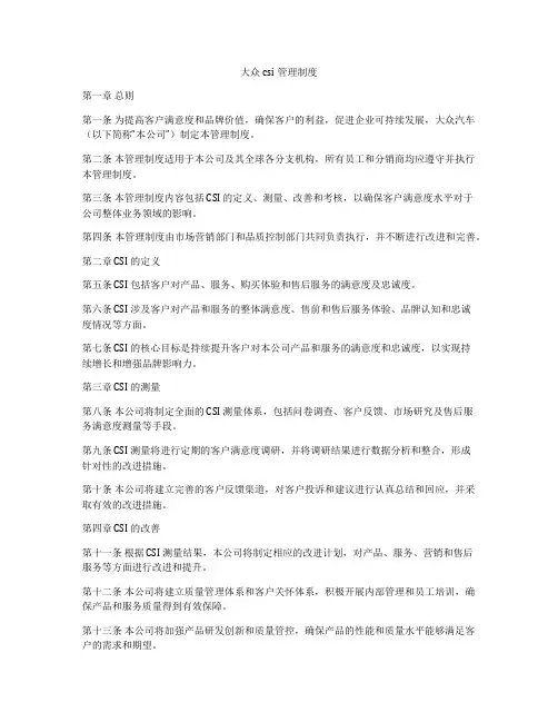 大众csi管理制度