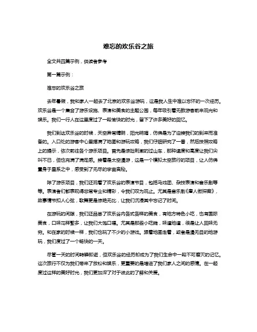 难忘的欢乐谷之旅
