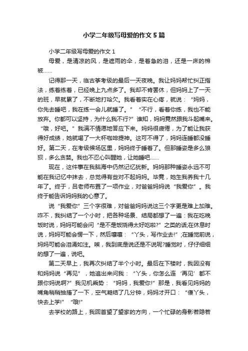 小学二年级写母爱的作文5篇