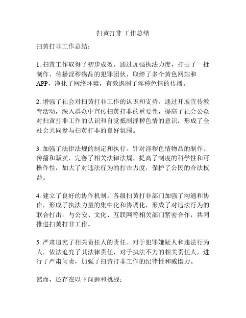 扫黄打非 工作总结