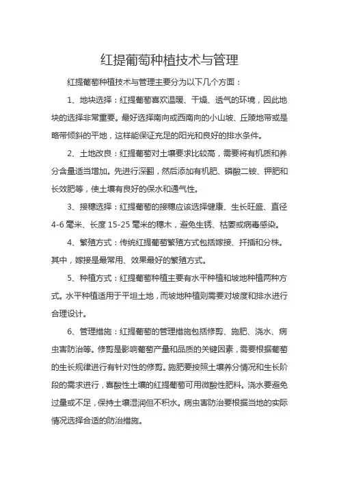 红提葡萄种植技术与管理