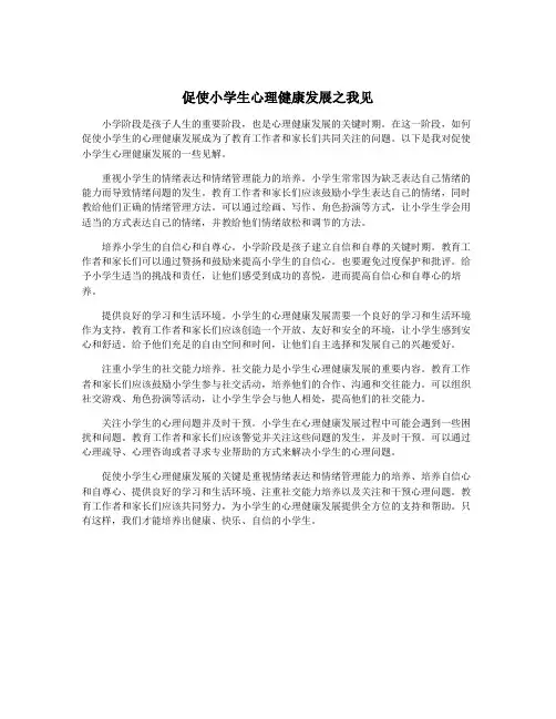 促使小学生心理健康发展之我见