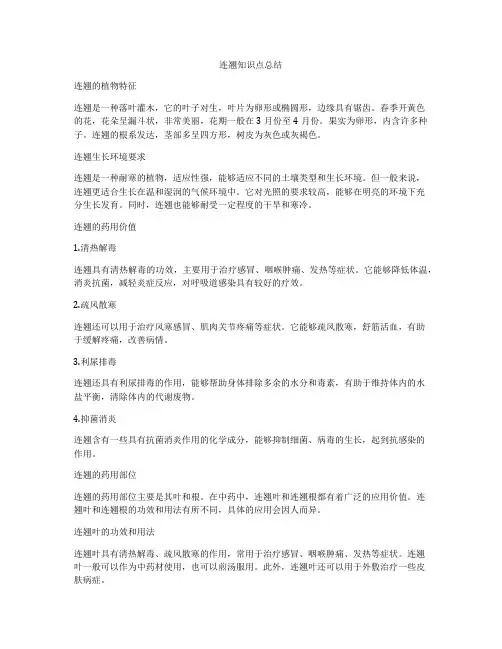 连翘知识点总结