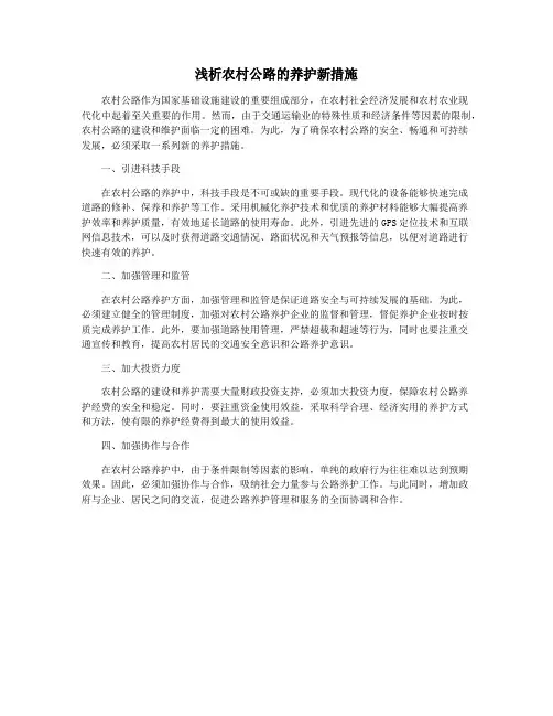 浅析农村公路的养护新措施