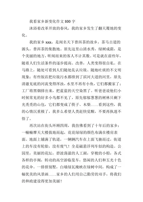 我看家乡新变化作文800字