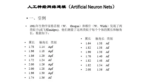 人工神经网络建模(Artificial Neuron Nets)