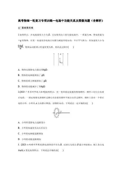 高考物理一轮复习专项训练—电场中功能关系及图像问题(含解析)