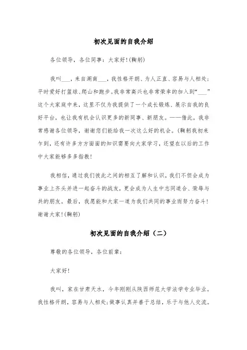初次见面的自我介绍（四篇）