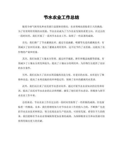 节水农业工作总结