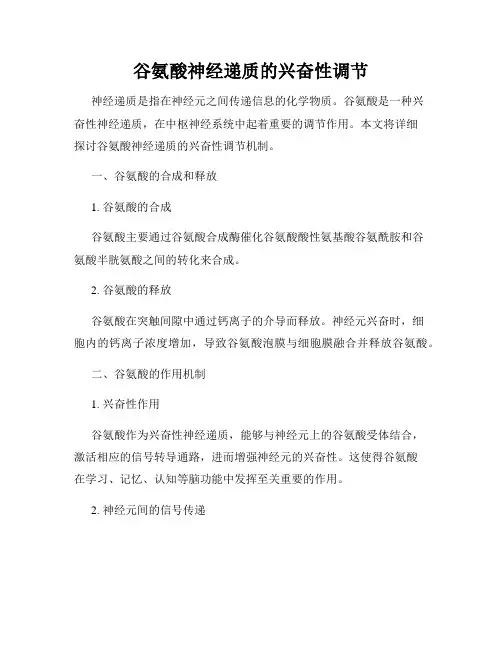谷氨酸神经递质的兴奋性调节