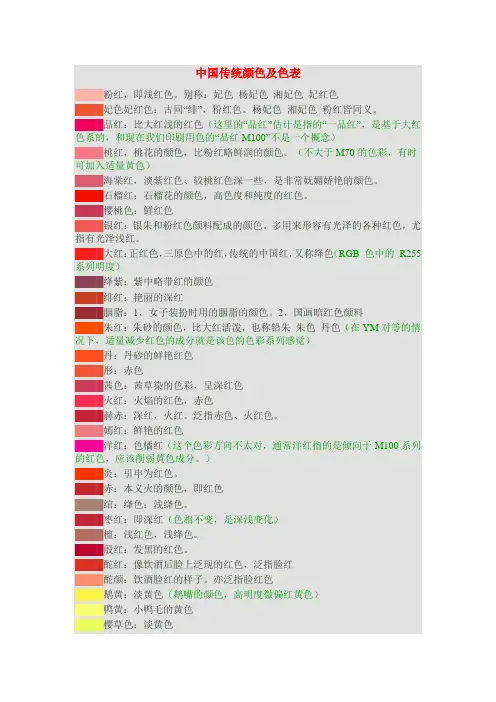 中国传统颜色及色表