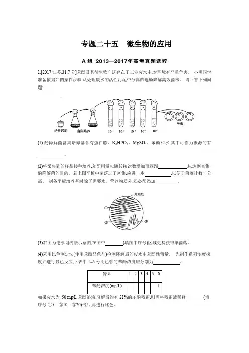 高考生物总复习专题精练-微生物的应用(附答案解析)