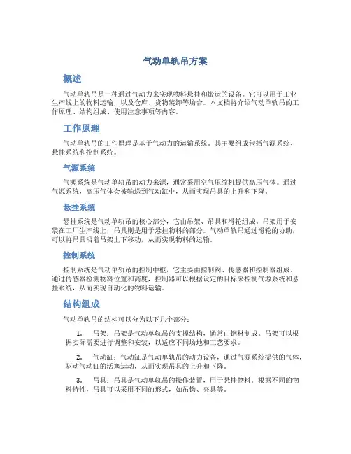 气动单轨吊方案