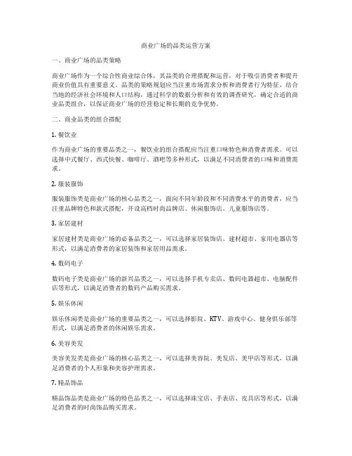 商业广场的品类运营方案
