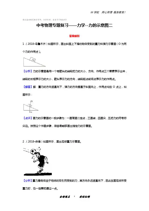 中考物理专题复习——力学--力的示意图二(答案解析)