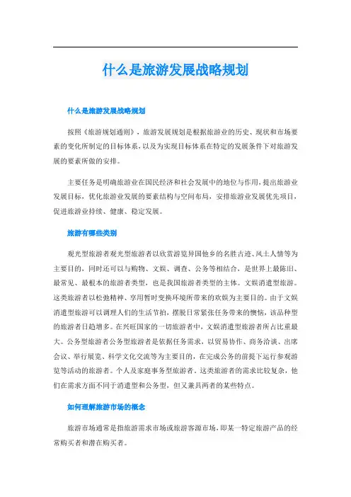 什么是旅游发展战略规划