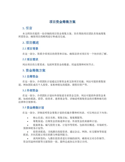 项目资金筹集方案