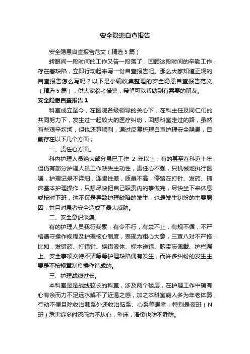 安全隐患自查报告范文（精选5篇）