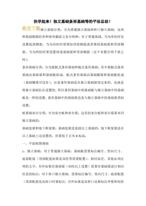 快学起来!独立基础条形基础等的平法总结!