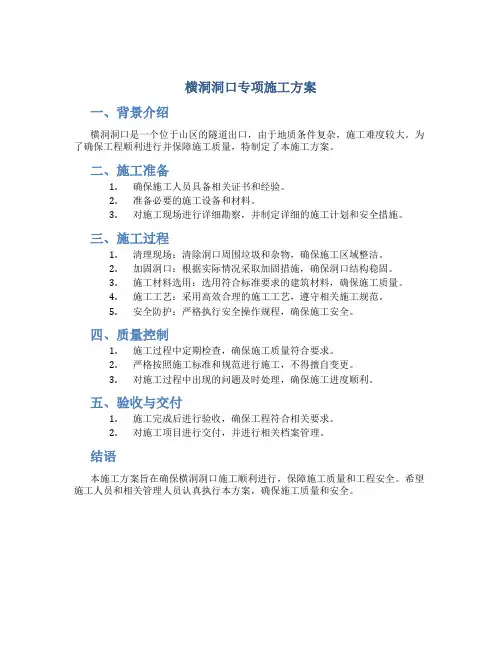 横洞洞口专项施工方案