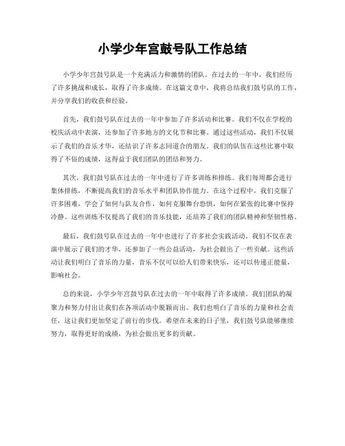 小学少年宫鼓号队工作总结