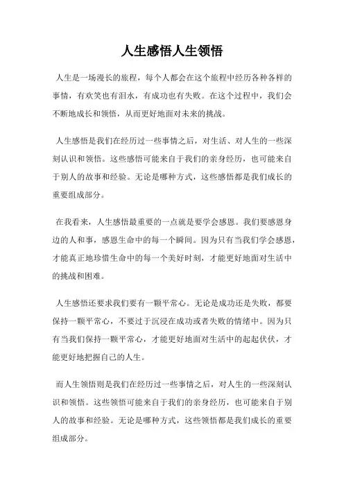 人生感悟人生领悟