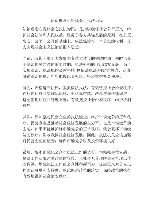 法治理念心得体会之执法为民