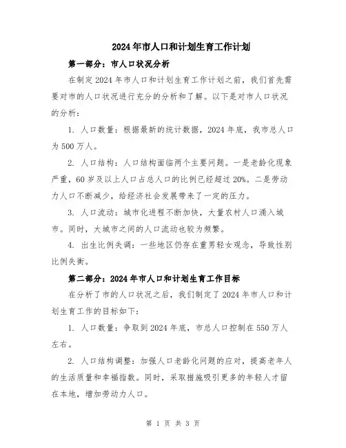 2024年市人口和计划生育工作计划