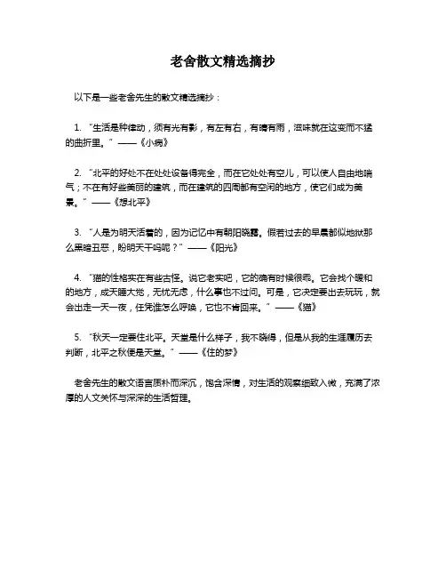 老舍散文精选摘抄