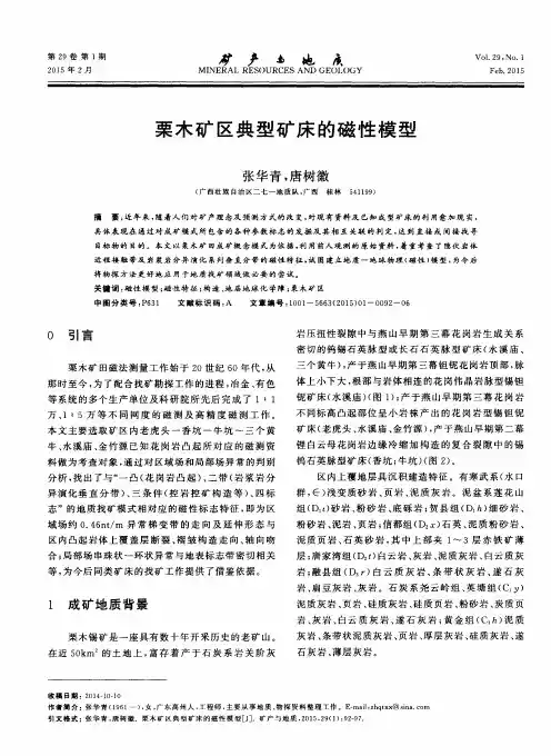 栗木矿区典型矿床的磁性模型