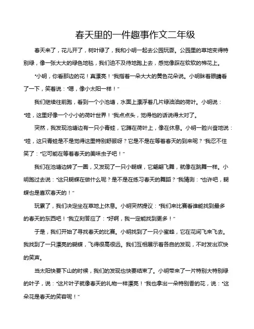 春天里的一件趣事作文二年级