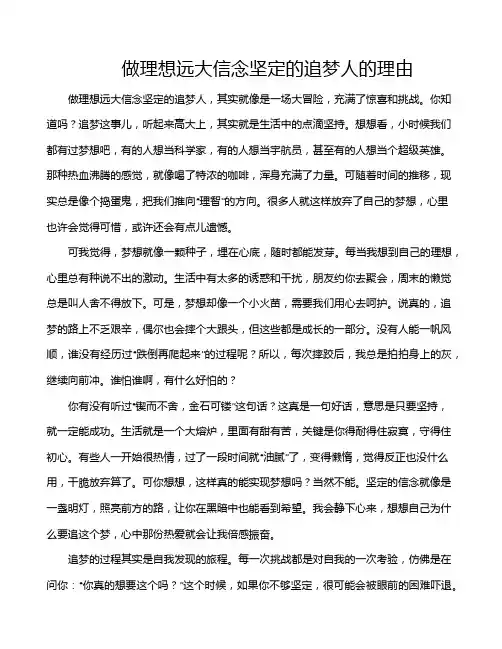 做理想远大信念坚定的追梦人的理由