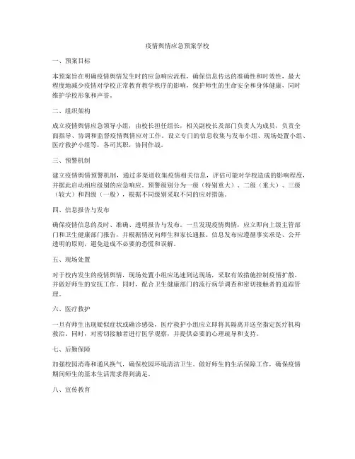 疫情舆情应急预案学校