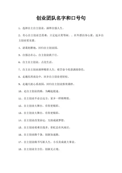 创业团队名字和口号句