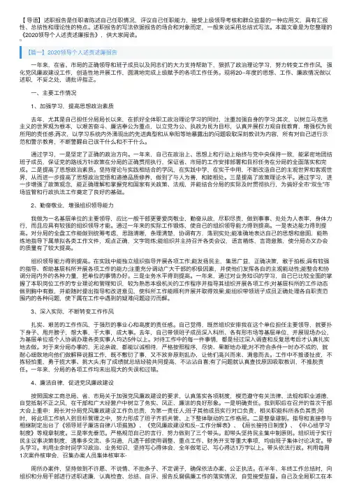 2020领导个人述责述廉报告