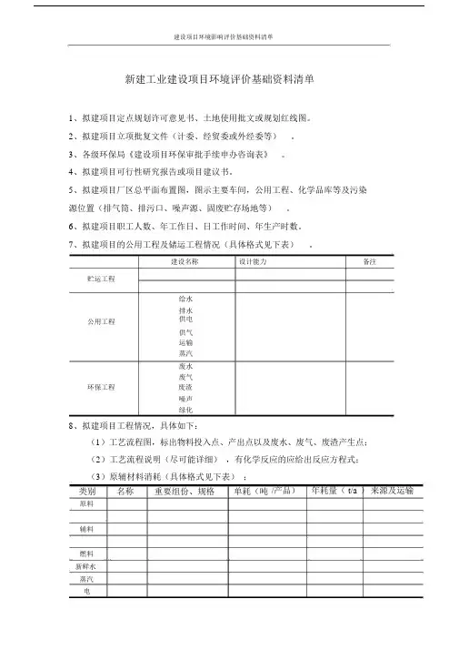 (完整版)建设项目环评资料清单1.doc