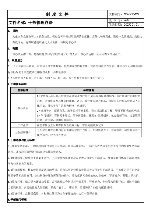 干部管理办法
