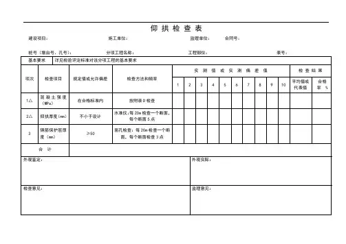 仰拱检查表