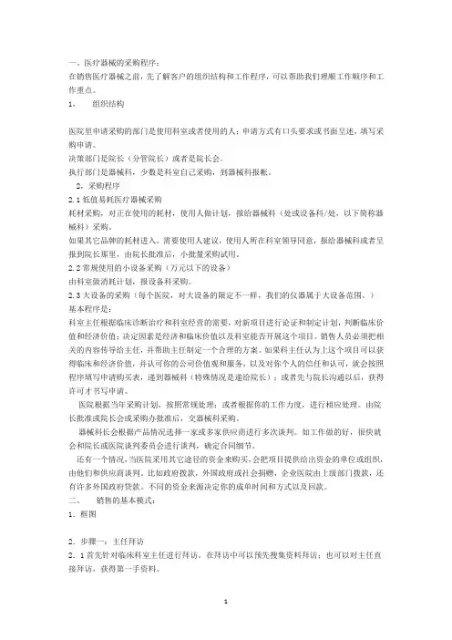 医疗器械耗材进医院流程