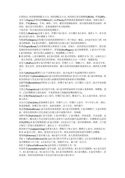 红酒知识：鸡尾酒调制配方大全