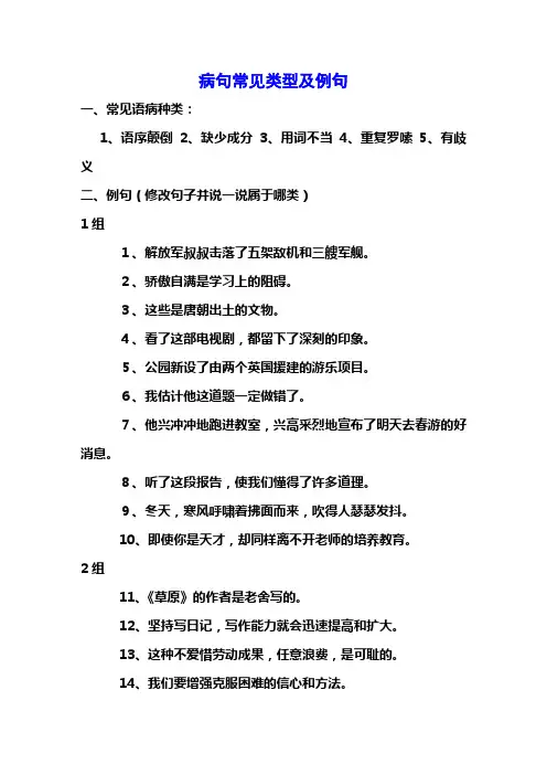 病句常见类型及例句