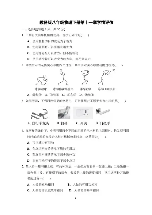 教科版八年级物理下册第十一章学情评估 附答案